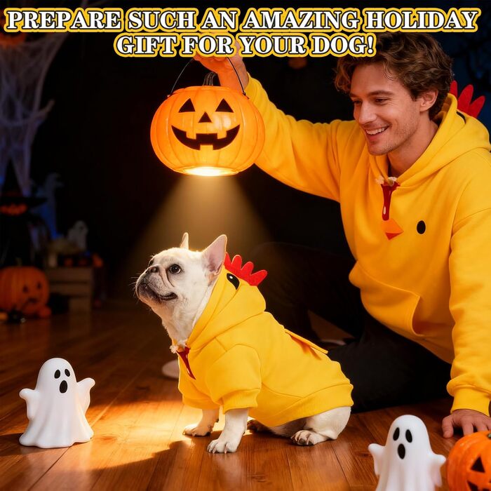 Костюм для собак EXPAWLORER у вигляді курки, косплей для малих, середніх та великих собак, костюм на Хелловін, м'який пуловер, світшот, кумедний халат з капюшоном для тварин, одяг для цуценят, котів, хлопчиків та великих собак