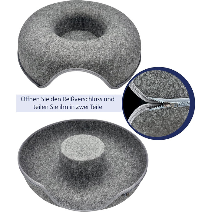 Круглий кігтетоп-будиночок для котів з фетру з м'яким, пральним подушечкою. Зручне ліжко-кошик для котів 60x60x28 см (Антрацит)