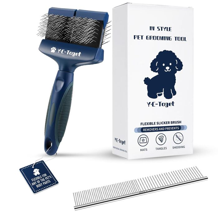 Гребінець-щітка для собак двосторонній, для грумінгу, вичісування підшерстка, для золотистих пуделів та лабрадудлів