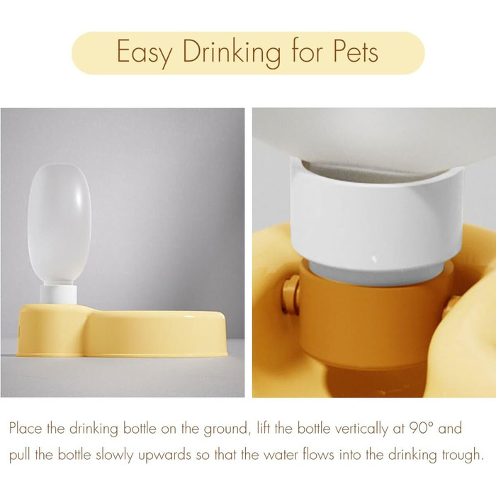 Водяна пляшка для собак Aimondow, подорожна миска для води для цуценят, портативна пляшка для води для домашніх тварин, витокозахисний диспенсер для води з годівницею для цуценят для прогулянок, походів, подорожей (340 мл) (жовтий, 16.9oz)