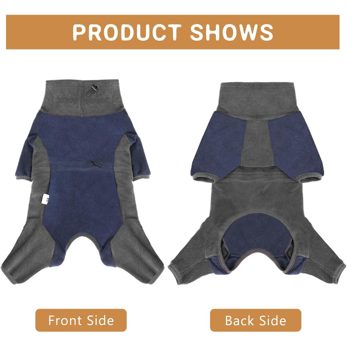 Зимовий теплий халат-комбінезон для собак, флісова куртка для маленьких, середніх та великих собак. Халат-комбінезон для тварин з ніжками, регульований, теплий костюм для собак. Кольори: синій/сірий, розміри: XL, X-Large