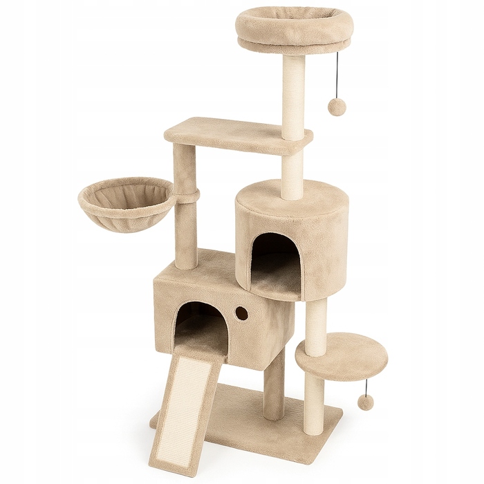 Високий когтеточка-комплекс з лежаком та стовпчиком для кігтів, вежа Wideshop 101 — 160 см