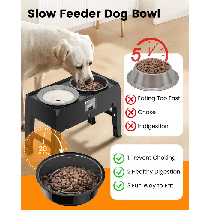 Підвищені годівниці для собак з нержавіючої сталі, без розбризкування, з підставкою, регульована висота, для маленьких, середніх та великих собак та котів