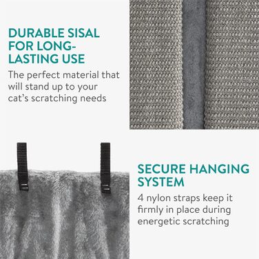 Настінне дряпачко для котів Navaris - 2 шт. дряпальні килимки, кутова стіна для котів - 43x22x2 см, кутова дряпка, кігтеточилка з сизалю (сірий)