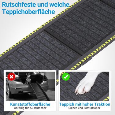 Рампа для собак FASRIOU 180x50 см, розкладна, для великих собак до 70 кг, з антиковзким покриттям, для авто, SUV, вантажівки