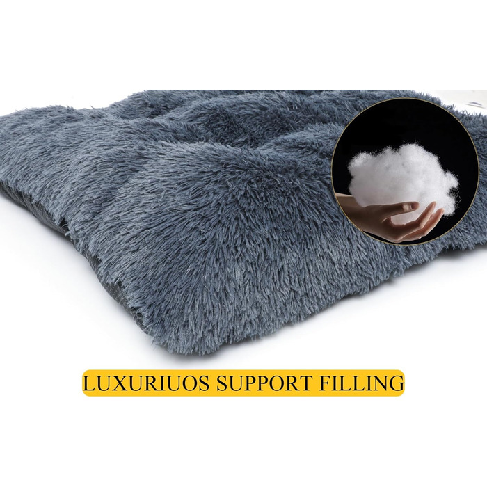 М'яке ліжко для собак великих та середніх порід, плюшеве килим для собак, потовщене покриття для собак з неслизьким дном, пухнасте ліжко для домашніх тварин, можна прати та знімає стрес (59x80 см, темно-сіро-блакитний)