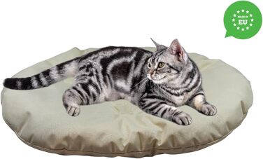 М'який лежак для собак та котів овальної форми, 80 x 58 см, бежевий колір. Лежанка для тварин, килимок, матрац для собак та котів. Можливість прання. Ідеально для переносних кліток та лежанок.