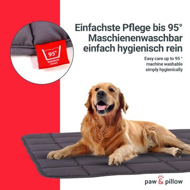 Лежак для собак paw & pillow® Outdoor та Indoor, стійкий до подряпин і укусів, миючийся, для подорожей, автомобіля та дому, сірий, розмір L, вироблено в Німеччині