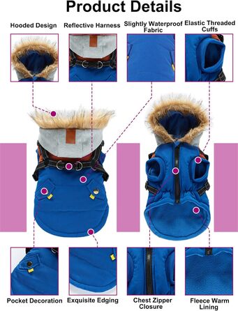 Зимовий теплий пуховик для собак з протекторними отворами, вітронепроникна куртка для холодної погоди, бавовна, костюм для цуценят, маленьких та середніх собак, розмір XL (2XL: обхват грудей 55 см, Стиль 6: зелено-коричневий)