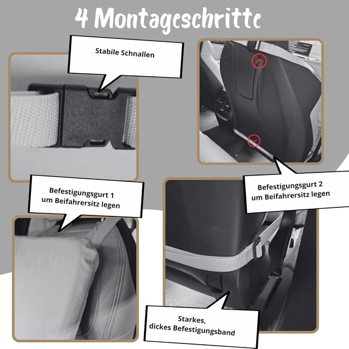 Автомобільний лежак для собак Golden Dog з кріпленням на ремінь безпеки, 73 x 56 см, колір графіт