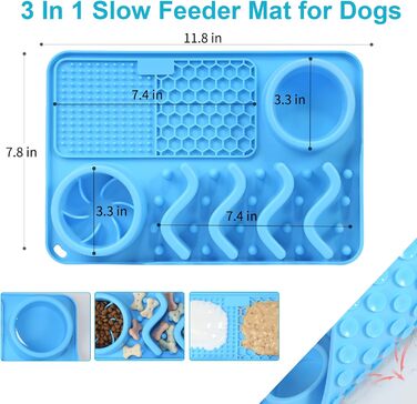 Килимок для собак VOOWO 3 в 1 Slow Feeder, миска для собак, килимок для повільного годування з присосками для собак та котів