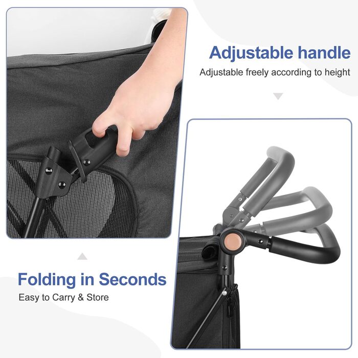 Візок для собак великих порід, подвійна ємність, візок-кі коляска для собак та дітей, складний, на 4 колесах (P04CX-Schwarz)