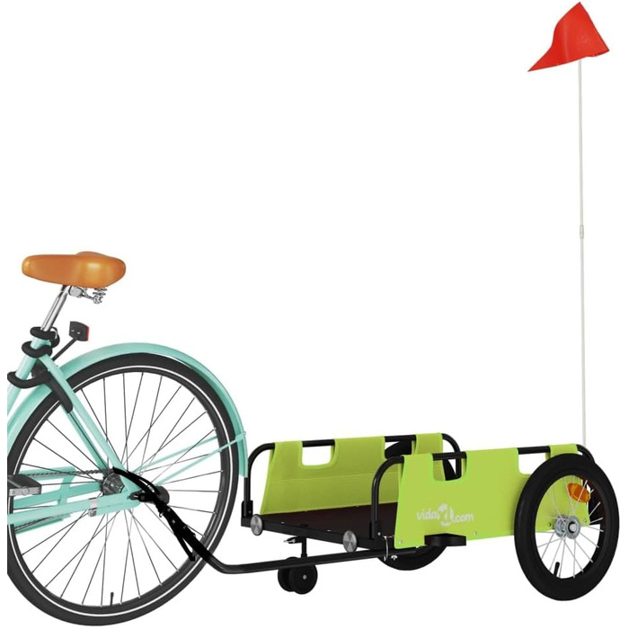 Причіп для велосипеда, вантажний/для собак, зелений, з оксфордської тканини та металу. Підходить для покупок, подорожей, легко збирається