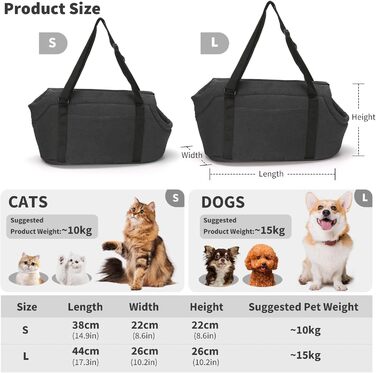 PETCUTE Сумка-переноска для собак та котів, чорна, 38x22x22 см