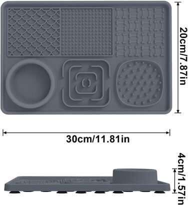 Килимок для собак і котів з силікону з присосками, антипригарний, для ласощів, сірий