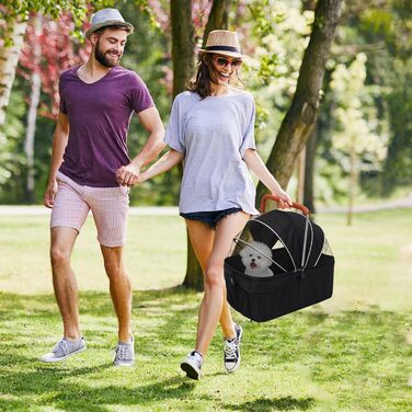 Візок для собак 3 в 1, до 20 кг, складний, з колесами, кошиком, сіткою, тримачем для напоїв, регульованою ручкою, для собак та котів