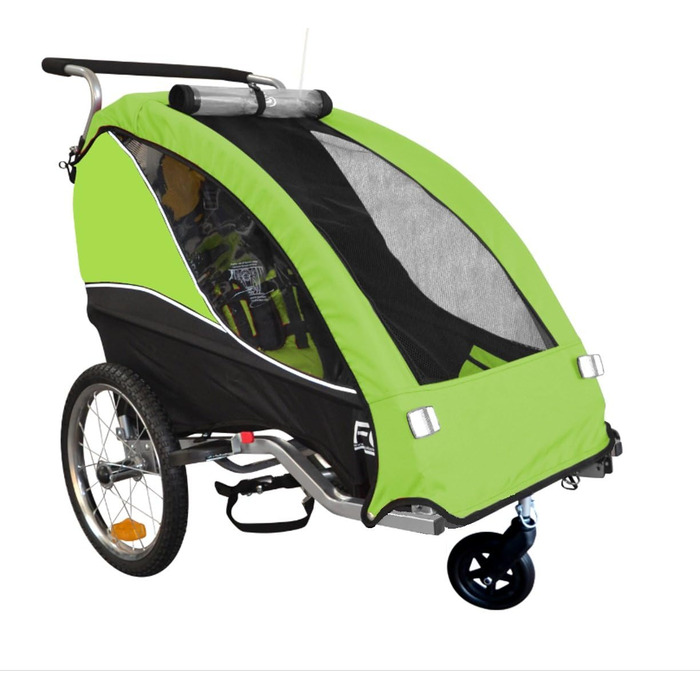 PAPILIOSHOP Fox – Дитяча коляска-велосипедний причіп 2-в-1, Jogger для 1 дитини, Легка та стабільна, Ідеальний як дитячий причіп (Зелений)