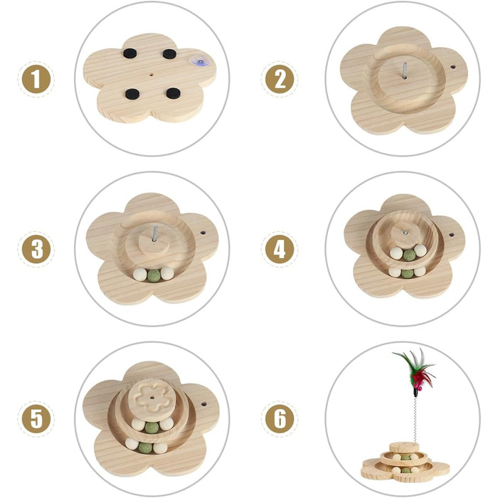 Інтерактивна іграшка для котів 4 в 1: когтеточка з мотузки, інтерактивна іграшка з пір'ям, дерев'яна іграшка-головоломка