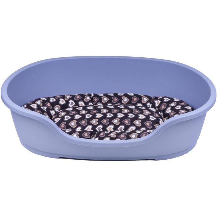 Корзина для собак Adena, 110 x 74 см, сіра + подушка з сердечками, коричнева, розмір L (110 x 74 x 30 см)