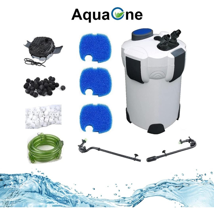 Зовнішній фільтр AquaOne HW-304A для акваріумів до 1000 л, 2000 л/год, з фільтруючими матеріалами, для прісної та морської води
