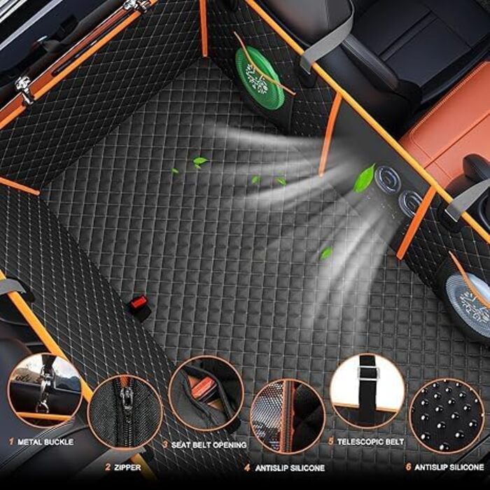 Розширювач для заднього сидіння автомобіля для собак - великий простір, водовідштовхувальний чохол для сидіння автомобіля для собак з жорсткою основою, витримує 190 кг, міцний матеріал 600D, собача гамак