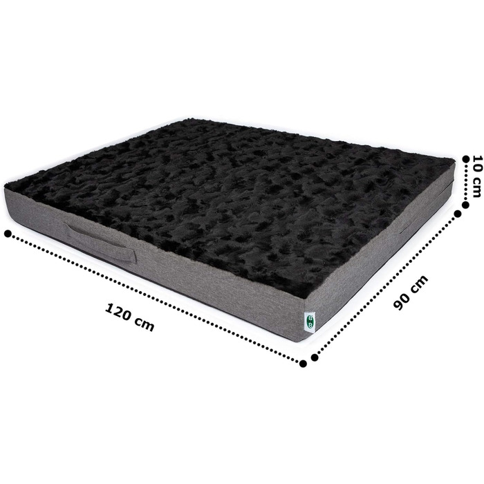 Ортопедичний килимок для собак CopcoPet Lucky Hundematratze: чорний, 120 x 90 x 10 см, антиковзаюча, миється, з м'якого плюшу