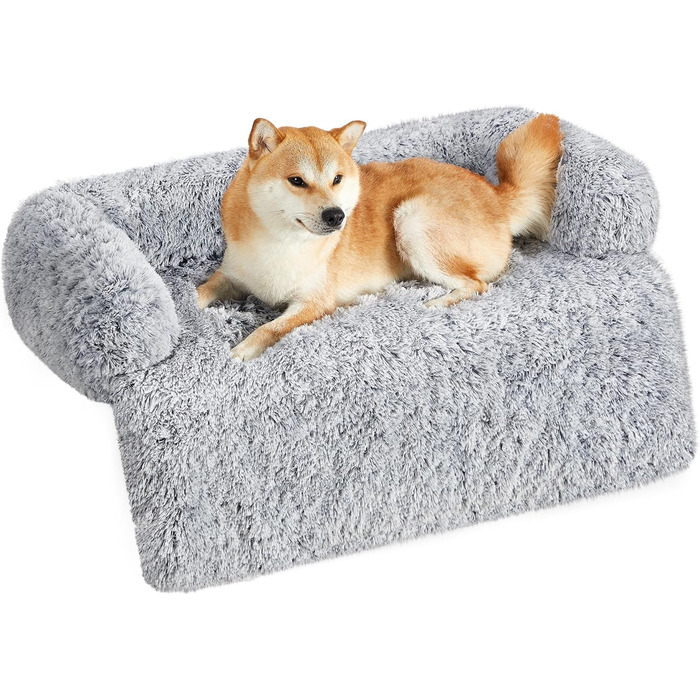 Feandrea FluffyHug лежанка для собак, плюшеве ліжко, захист дивану, подушка для собак, розмір XL, для середніх та великих собак, 110 x 95 x 18 см, Ombré-Сірий PGW223G01 L 110 x B 95 x H 18 см Ombré-Сірий