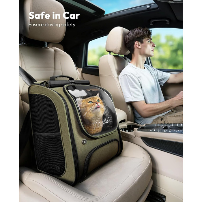 Рюкзак для кота Pecute Bubble з сіткою, портативний та складаний, для собак та котів, (42*32*26см), темно-зелений