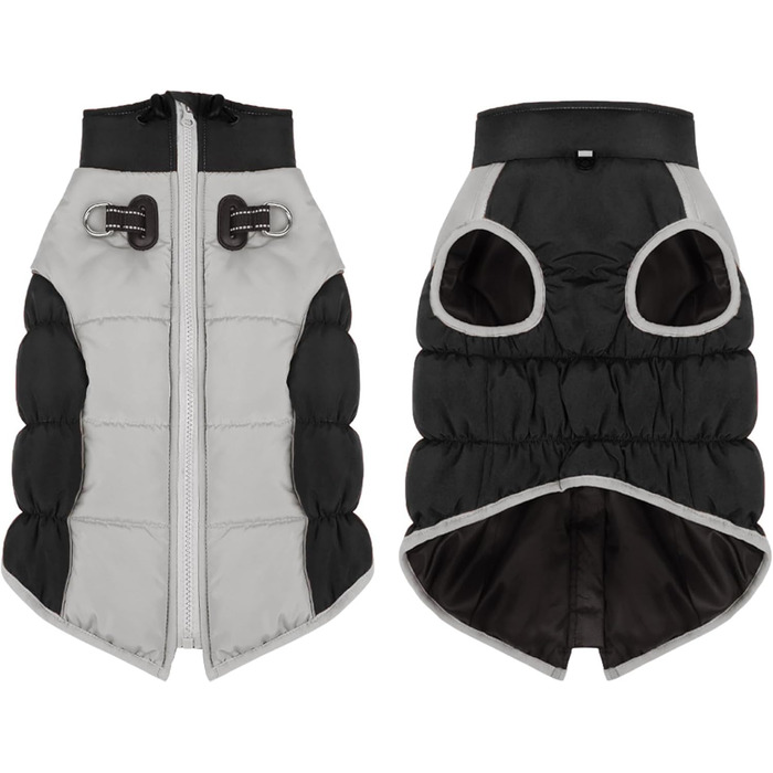 Тепла жилетка для собак Aiboria на зиму, чорна, без рукавів, з нагрудником, розмір XXL