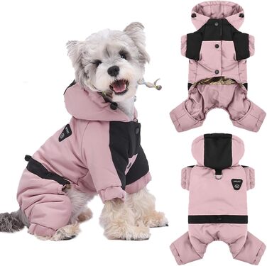 Водонепроникний зимовий костюм для собак з капюшоном, теплий, регульований, рожевий, 3XL