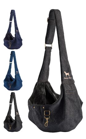 Трасик для собак Noah & Paw: переноска для маленьких собак до 5 кг, преміум денім, регульований ремінь, м'яке хутро, подвійний захист