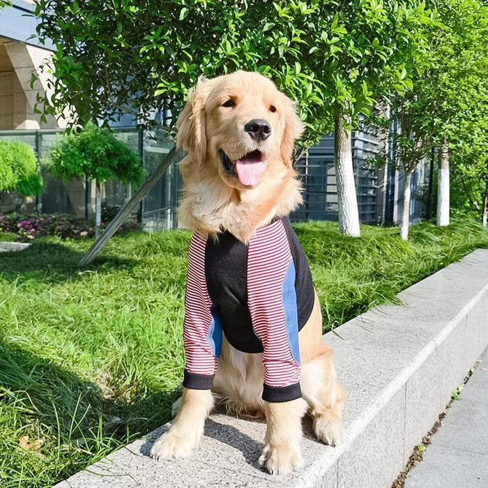 Захисна футболка для великих собак MeiAOBest Ellenbogenschutz, чорна, розмір 5XL (8XL: обхват грудей 93 см)