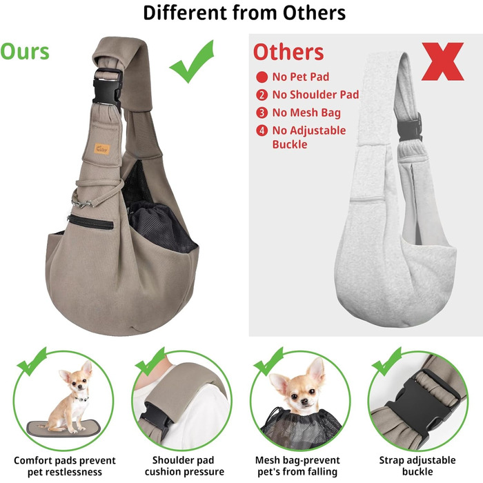 Сумка-переноска для собак CUBY, літня, дихаюча сітка, для маленьких собак та котів (регульований плечовий ремінь, коричнева)