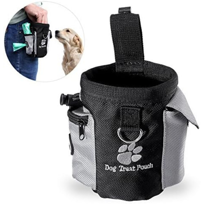 Сумка для ласощів для собак UEETEK Oxford, сумка для тренувань, з дозатором пакетів для прибирання, 12.5 x 8 x 12.5 см