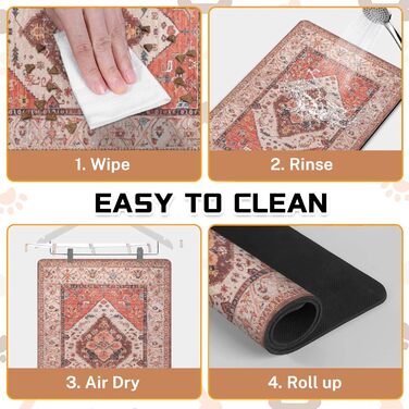 Килимок під годівницю для котів та собак, водонепроникний, 43.2 x 76.2 см, Boho, Етно, Оранжевий