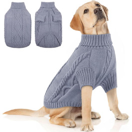 Пуловер для собак, теплий зимовий одяг з коміром-горловиною, м'який в'язаний пуловер для маленьких, середніх та великих собак (Сріблясто-сірий M)