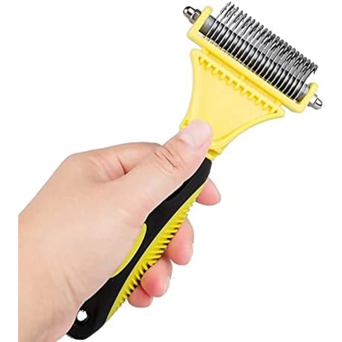 Професійна щітка для вичісування собак Kamm Professional Dog Dematting Kamm - виймає ковтуни, підходить для котів, жовта