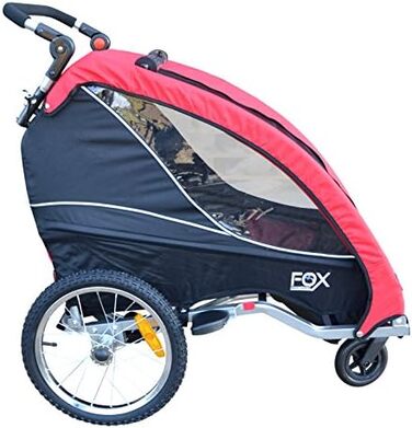 PAPILIOSHOP Fox - Дитяча коляска-трансформер 2-в-1 та велопричіп, червоний, легкий та стабільний