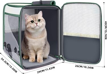 Рюкзак-переноска для котів та собак SWIHELP, зелений. Безпечний рюкзак-переноска для маленьких тварин, ідеальний для подорожей.