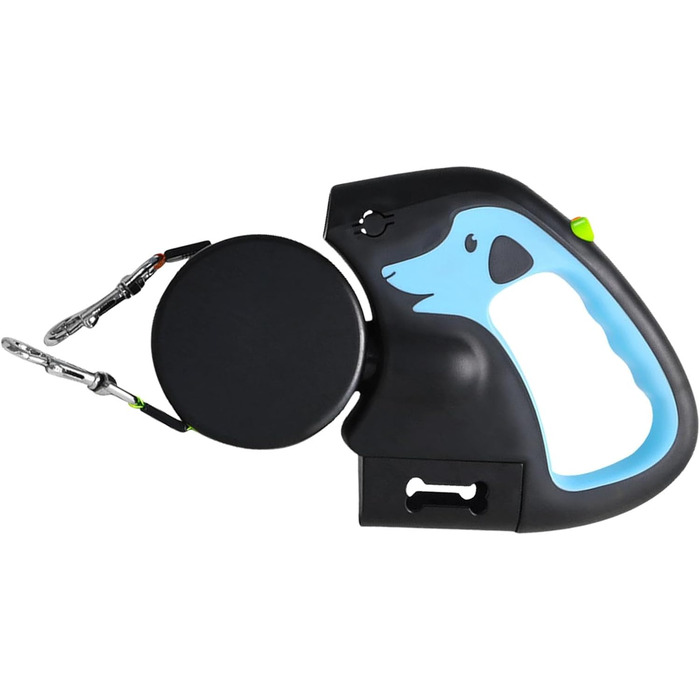 Автоматичний поводок для собак, 3 метри, подвійна ручка, міцний поводок для прогулянок, подорожей, парку, тренувань (Світло-блакитний)