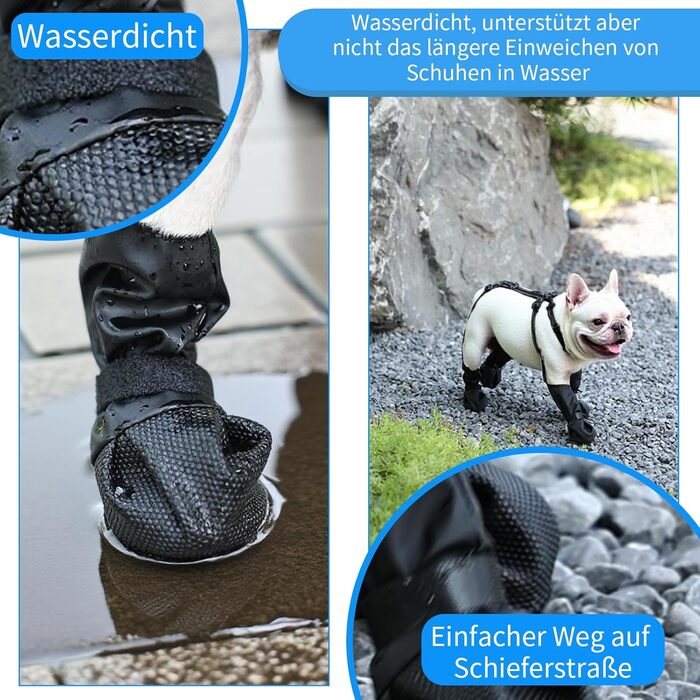 Водонепроникні чоботи для собак, захист подушечок лап для собак малих та середніх порід, регульоване взуття для домашніх тварин для прогулянок, м'які чоботи для тварин, захист подушечок лап (Чорний, Середній)