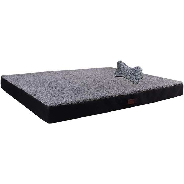 Ортопедичне собаче ліжко Raikou з плюшевою подушкою, 100x80x9 см (Сірий меланж)