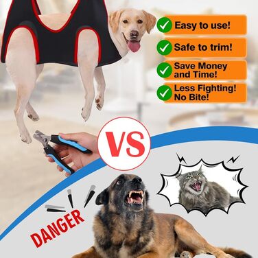 Набір для догляду за собаками 10-в-1: гамак, гребінець, триммер для нігтів, кріплення для машинки для стрижки, міцний, для грумінгу та купання собак (L/M/S) (L)