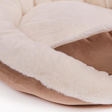 Кругле ліжко для собак Wallace & Jones Grace - зручне лежання для середніх собак | М'яке ліжко з бортиками, неслизьке | Колір коричнево-бежевий | Розмір M | 60 x 60 x 18 см