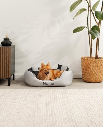 Ліжко для собак Lionto 4-в-1 з поворотним подушкою, 85x70 см, з міцного Оксфорду, водовідштовхувальне, з глибоким входом, для котів та собак всіх розмірів, з декоративною подушкою (сірий/чорний)