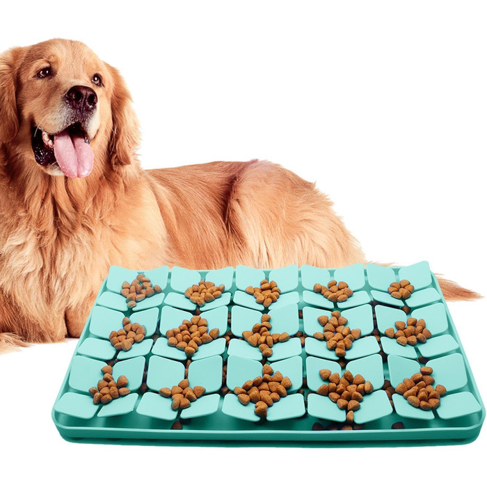 Килимок для котів та собак, силіконовий лежак-миска для повільного годування, зелений