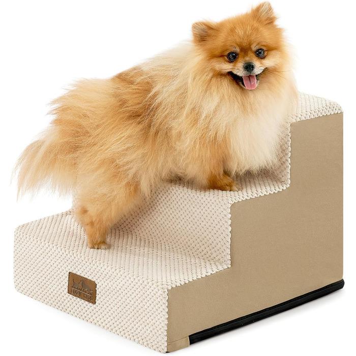 Сходинка для собак маленьких порід, 3 сходинки, знімний чохол, 60x5x5 см (бежевий), 40x45x35 см