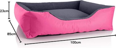 Ліжко для собак BedDog Teddy XL, кордура і мікровелюр, з бортиками, квадратне, для дому та вулиці, рожево-сіре, знімний чохол