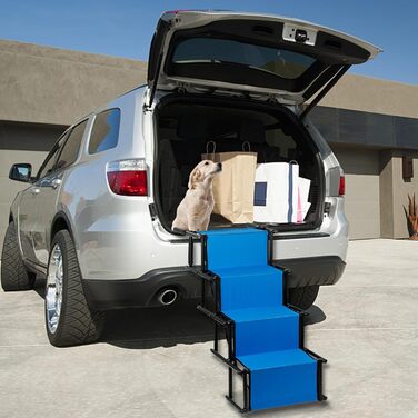 Рампа для собак у машину, складана, регульована по висоті, до 75 кг (чорний/синій)