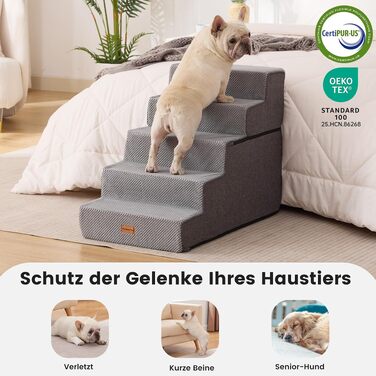 Сходи для собак Gardner Pet 2-в-1, 3 ступені, регульована висота 23/36 см, сірі (висота 58 см)